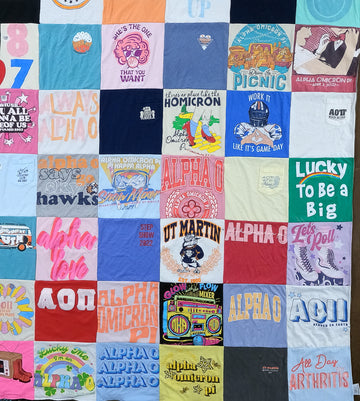 Sisterhood Stitched: Alpha Omicron Pi T-Shirt Quilts